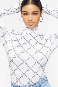 Barbed Wire Mock Neck Bodysuit
