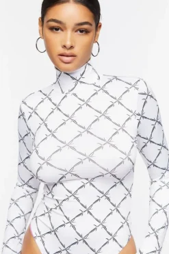 Barbed Wire Mock Neck Bodysuit