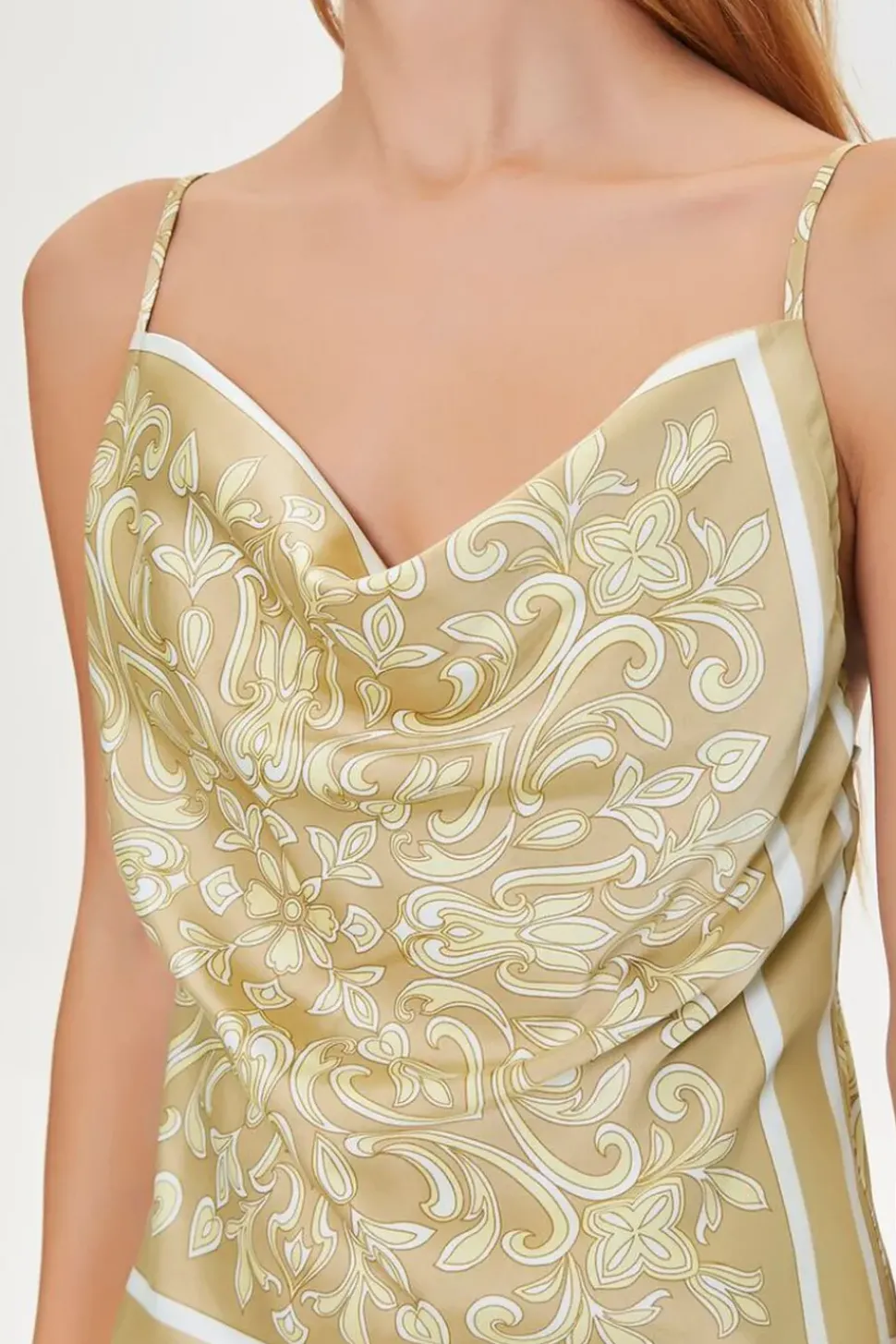 Baroque Print Satin Mini Dress