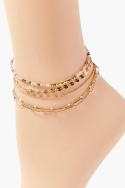Beaded Chain Anklet Set