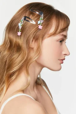 Beaded Charm Snap Hair Clip Set
