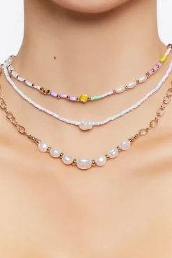 Beaded Faux Pearl Necklace Set
