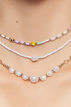 Beaded Faux Pearl Necklace Set