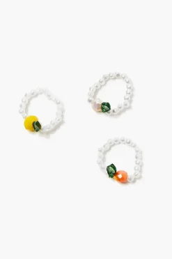Beaded Fruit Stretch Ring Set