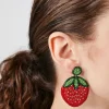 Beaded Strawberry Drop Earrings