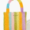 Beaded Striped Tote Bag