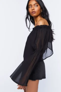 Bell Sleeve Off-The-Shoulder Top