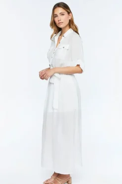 Belted Button-Front Maxi Dress
