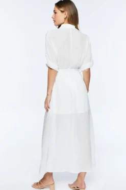 Belted Button-Front Maxi Dress