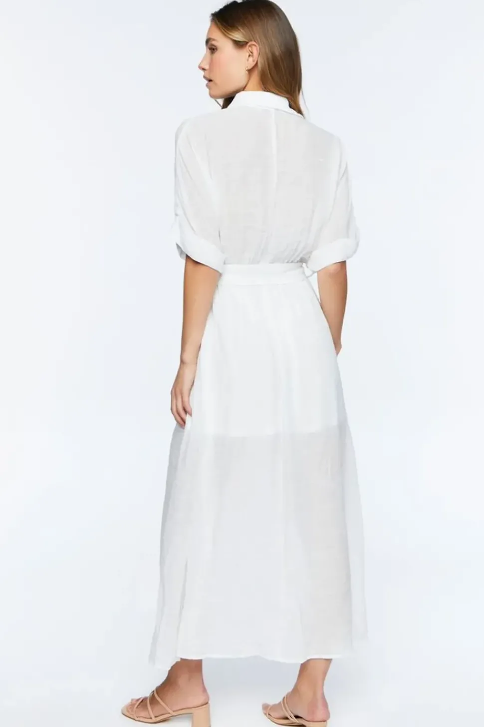 Belted Button-Front Maxi Dress