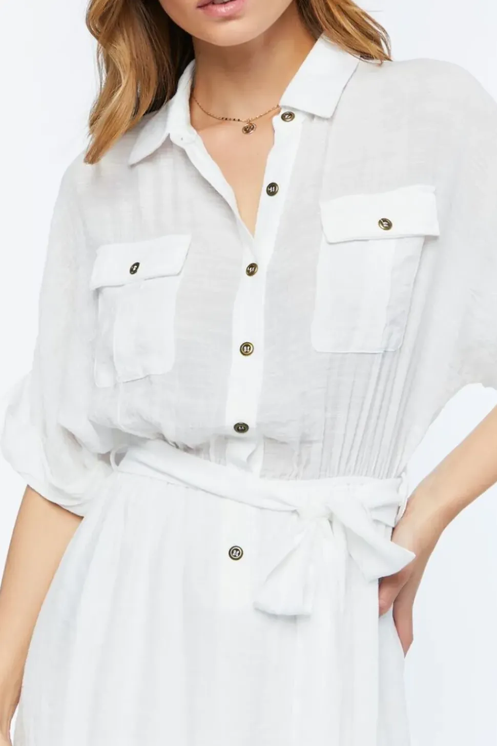 Belted Button-Front Maxi Dress