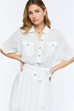 Belted Button-Front Maxi Dress