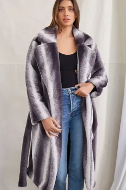 Belted Faux Fur Longline Coat