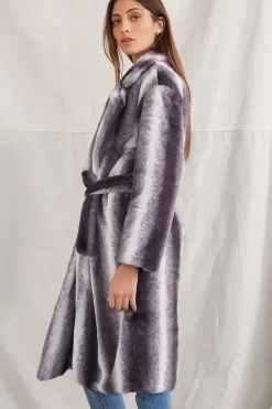 Belted Faux Fur Longline Coat