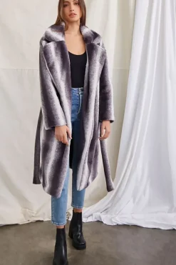 Belted Faux Fur Longline Coat