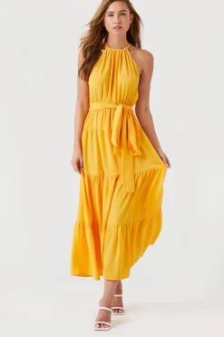 Belted Halter Maxi Dress