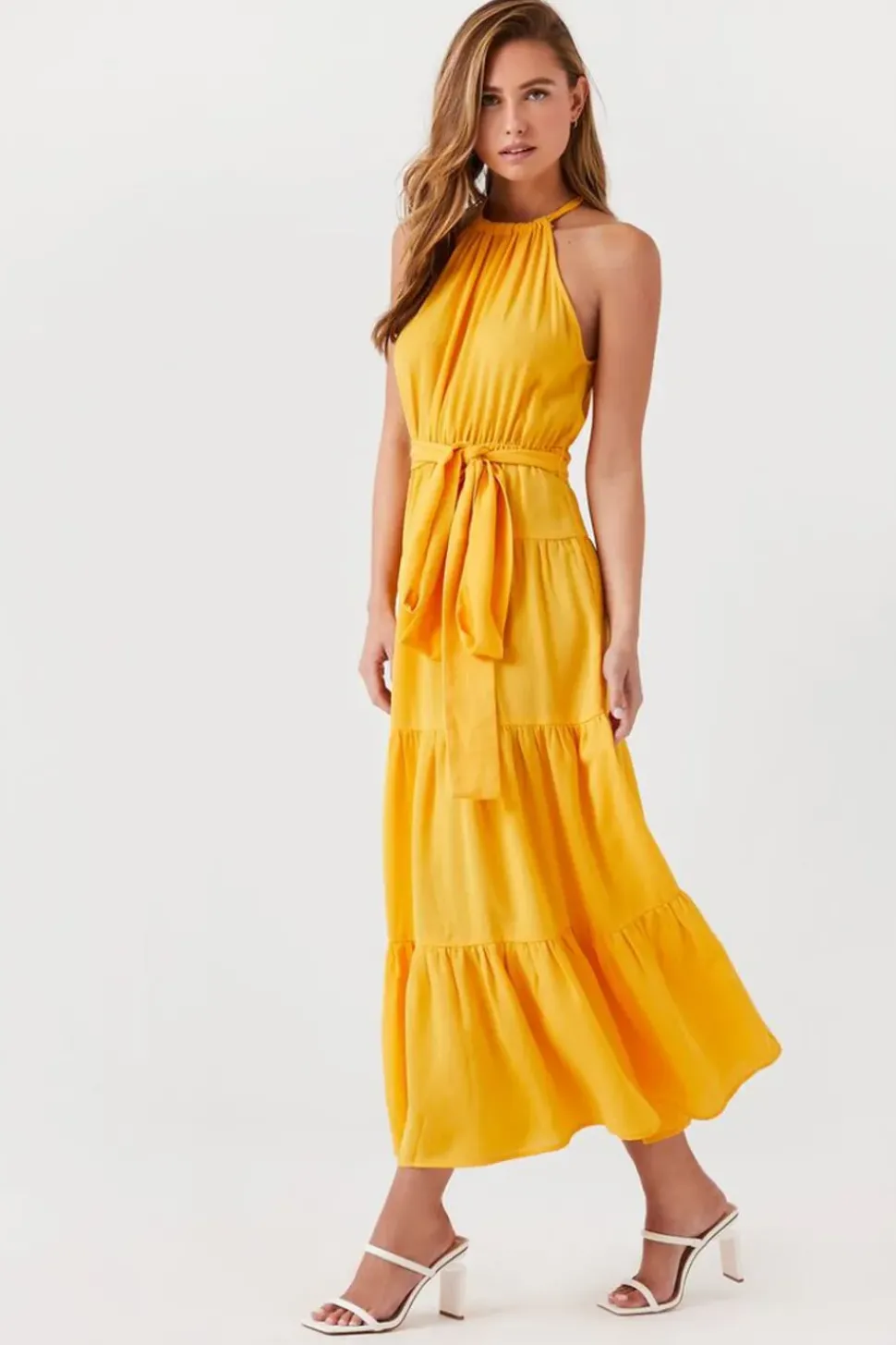 Belted Halter Maxi Dress
