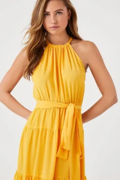 Belted Halter Maxi Dress