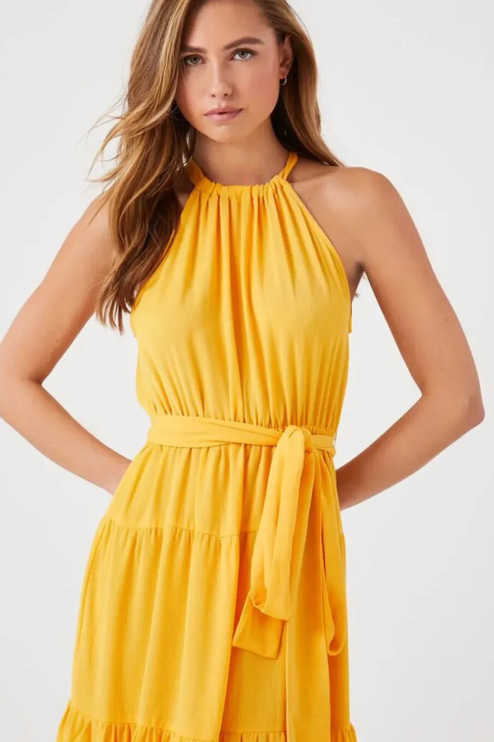 Belted Halter Maxi Dress
