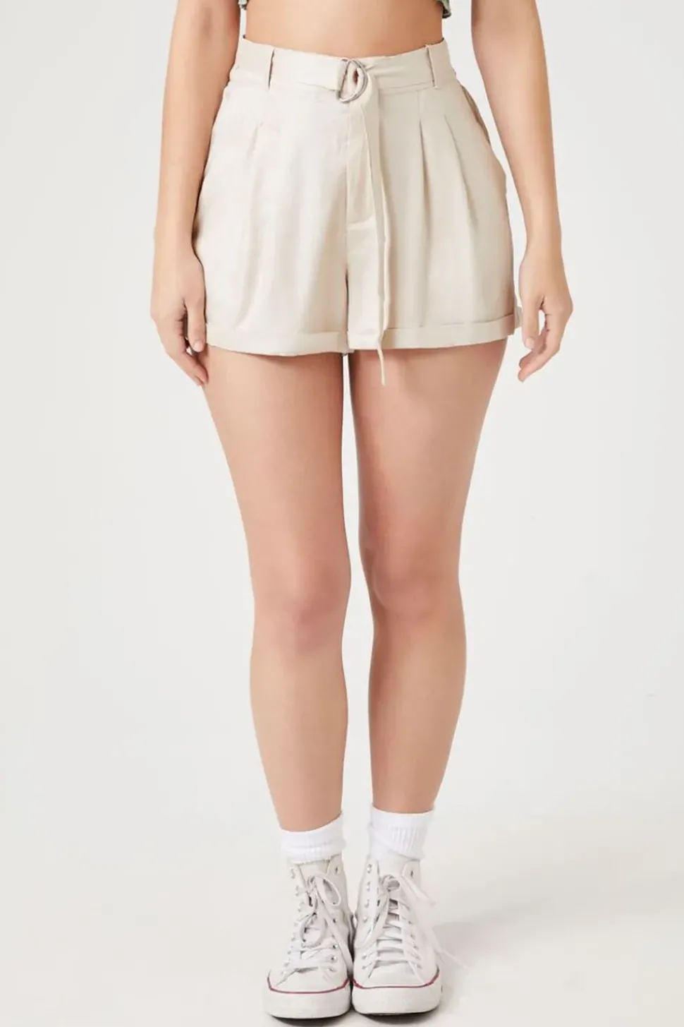 Belted High-Rise Shorts