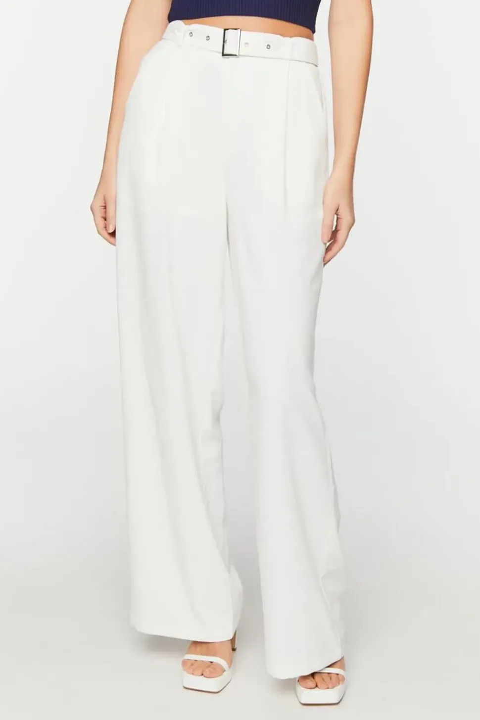 Belted High-Rise Wide-Leg Trousers