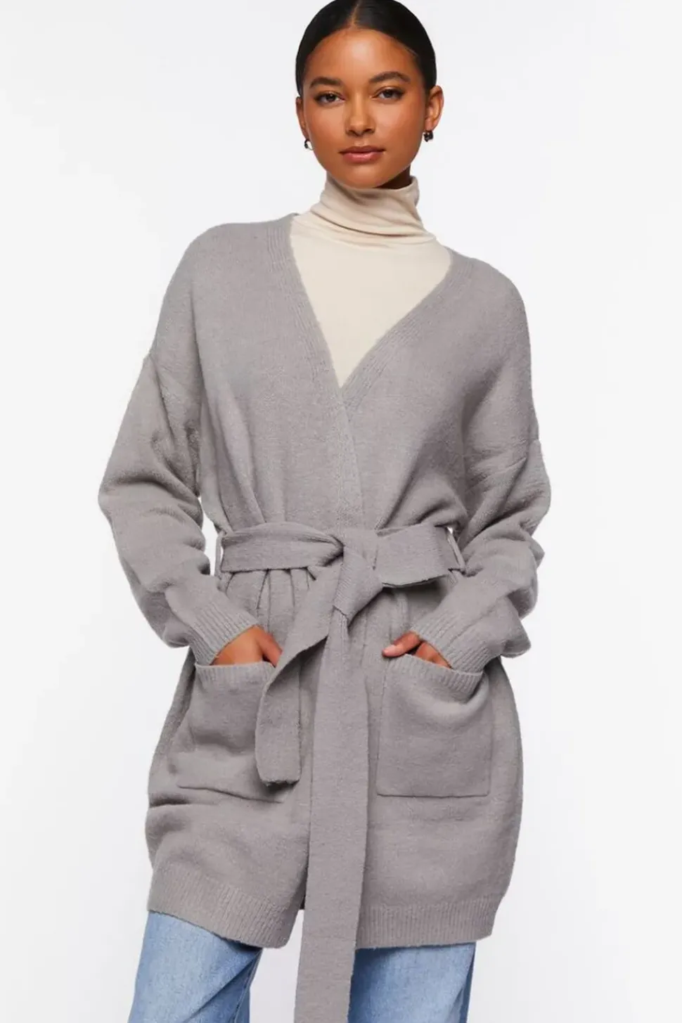 Belted Longline Cardigan Sweater