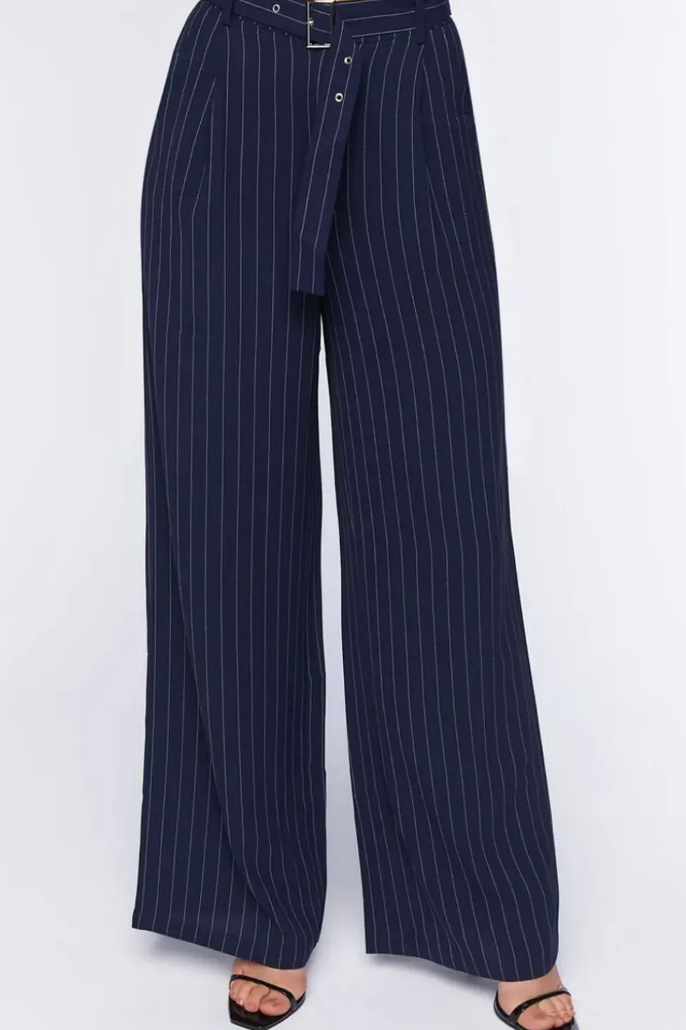 Belted Pinstripe Trousers
