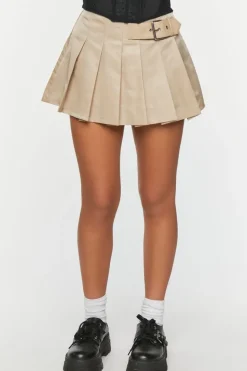 Belted Pleated Mini Skirt