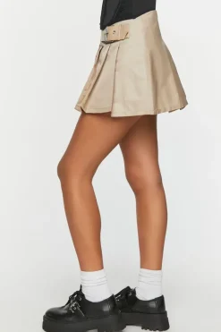Belted Pleated Mini Skirt