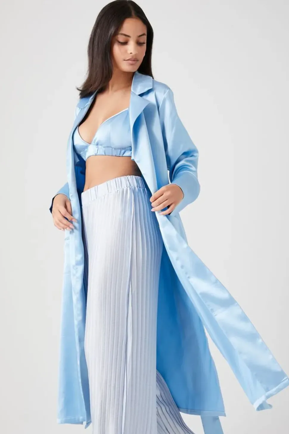Belted Satin Longline Robe