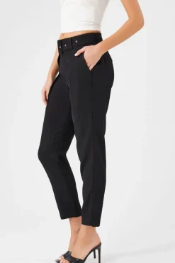 Belted Straight-Leg Cropped Pants
