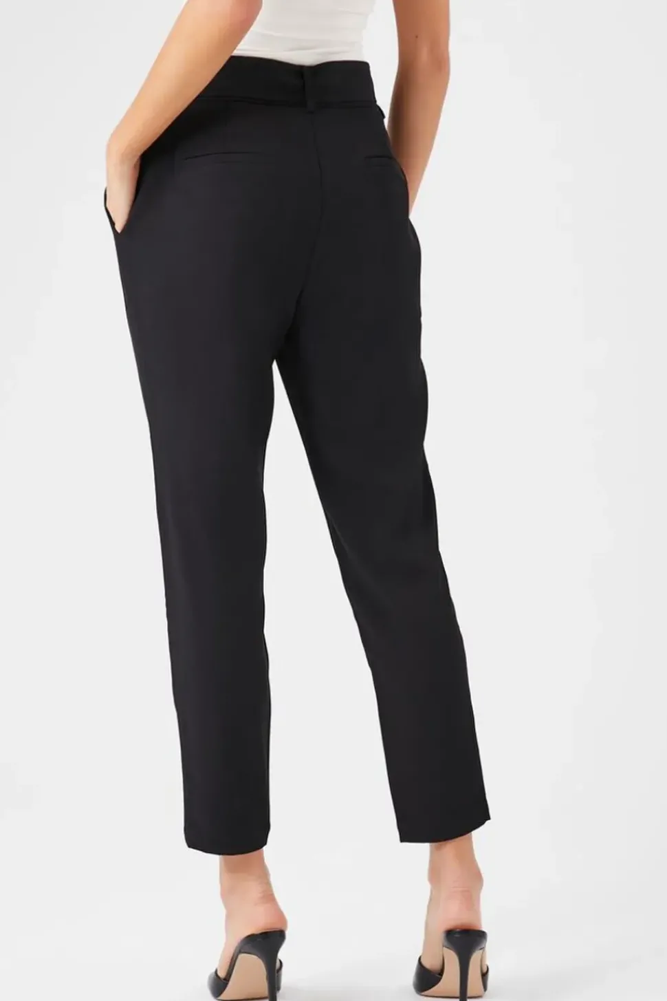Belted Straight-Leg Cropped Pants