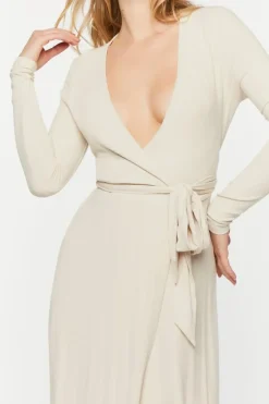 Belted Surplice Midi Dress