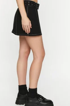 Belted Twill Cargo Mini Skirt