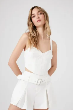 Belted Twill Mid-Rise Shorts