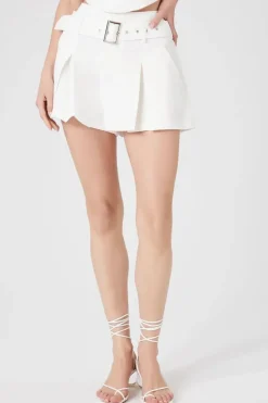 Belted Twill Mid-Rise Shorts