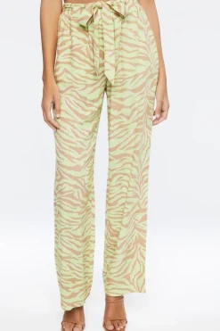 Belted Zebra Print High-Rise Pants