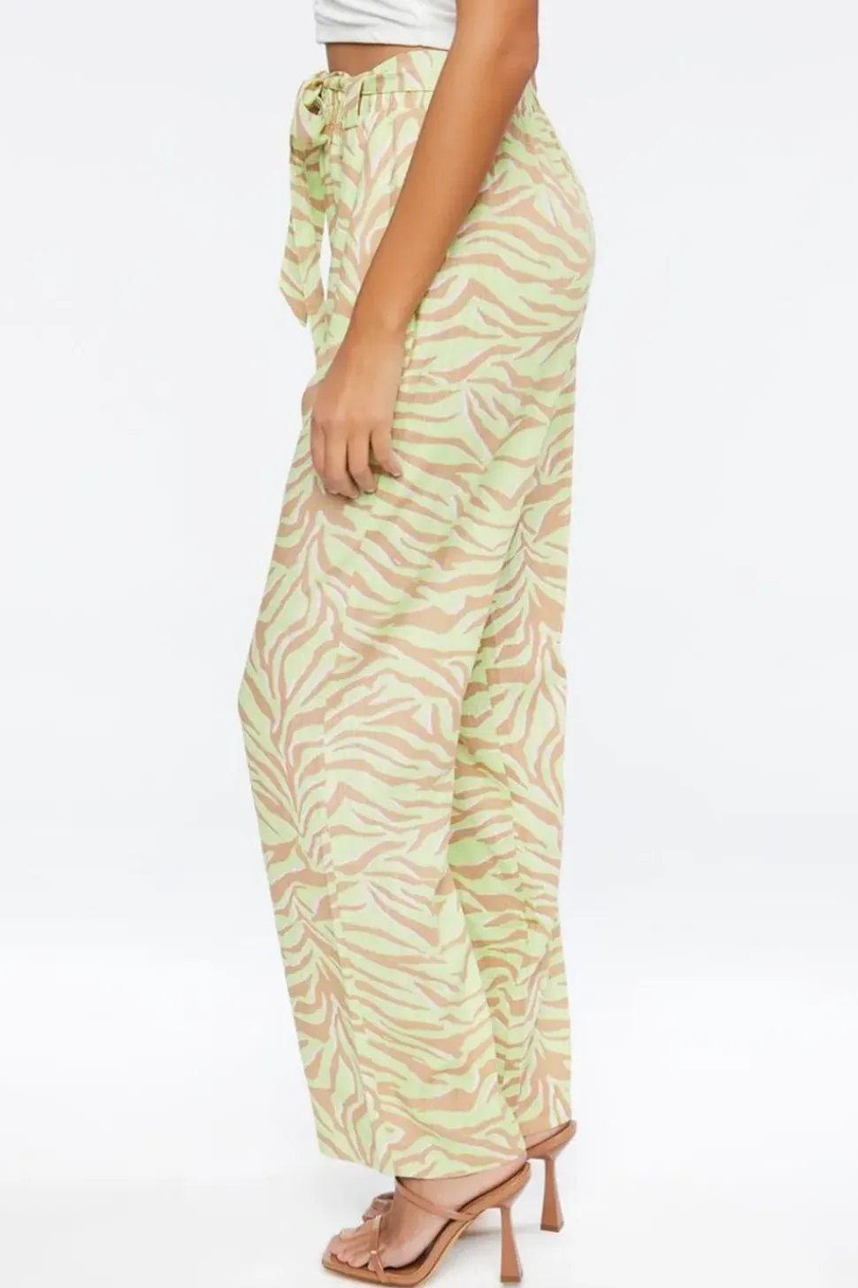 Belted Zebra Print High-Rise Pants