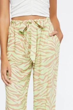 Belted Zebra Print High-Rise Pants
