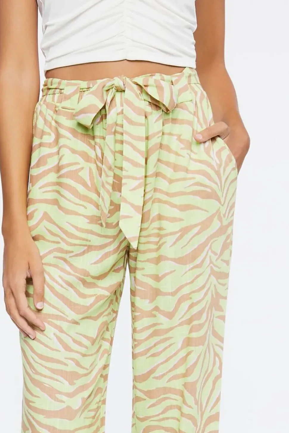 Belted Zebra Print High-Rise Pants