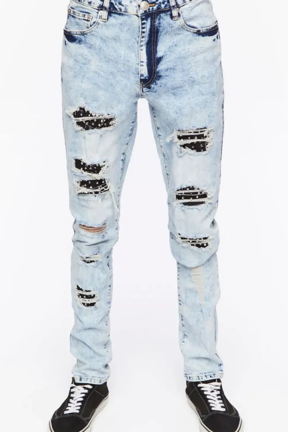 Bleached Wash Distressed Skinny Jeans