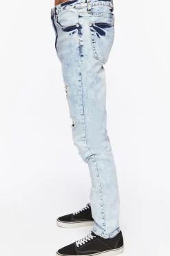 Bleached Wash Distressed Skinny Jeans