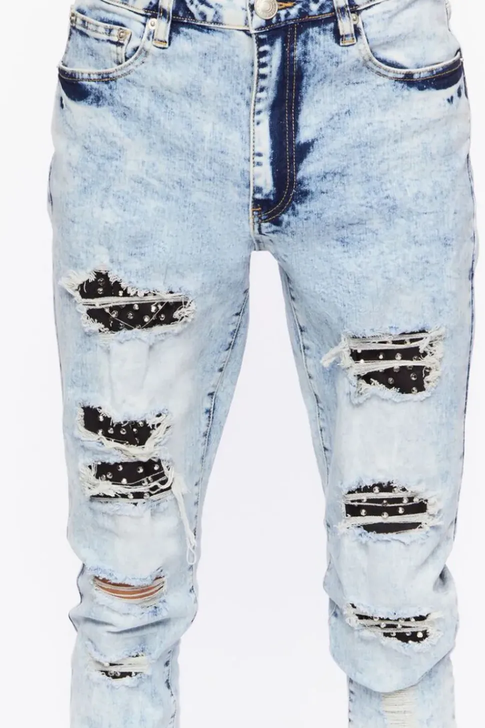 Bleached Wash Distressed Skinny Jeans