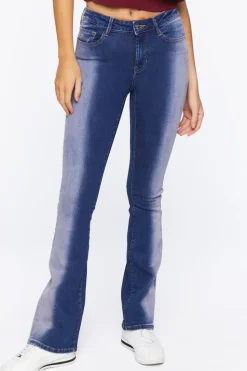 Bleach Wash Low-Rise Bootcut Jeans