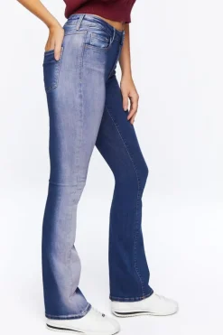 Bleach Wash Low-Rise Bootcut Jeans