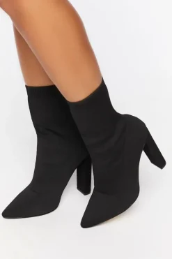 Block Heel Sock Booties (Wide)
