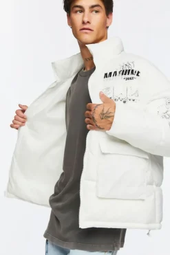 Blueprint Graphic Puffer Jacket