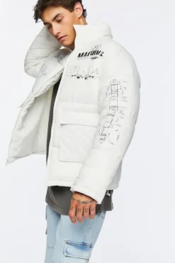 Blueprint Graphic Puffer Jacket