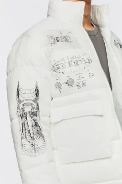 Blueprint Graphic Puffer Jacket
