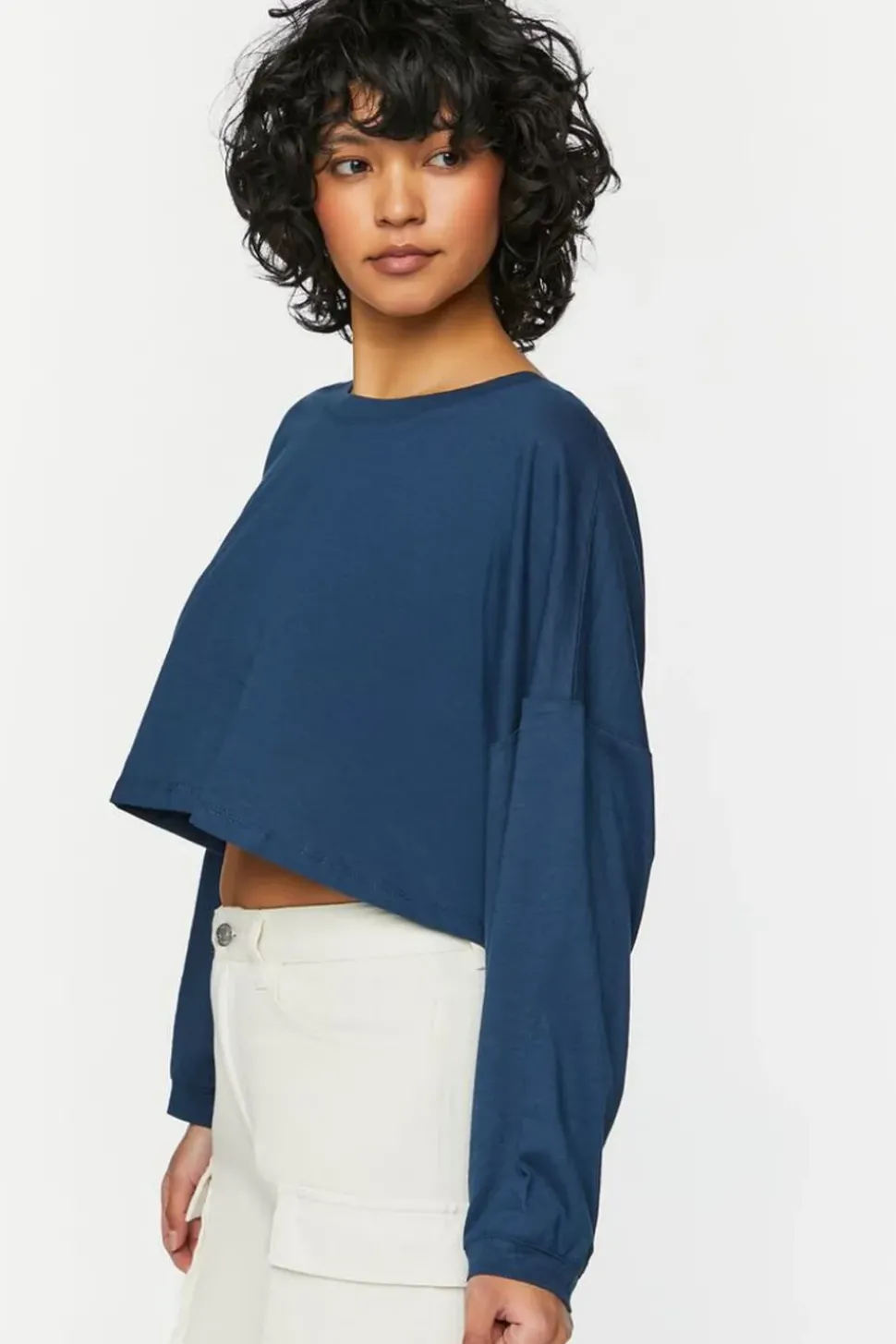 Boxy Long-Sleeve Cropped Tee